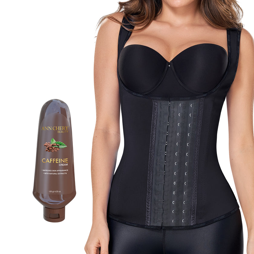 2022 Black Latex Waist Trainer Vest 3Hooks + Caffeine Cream 120 g Combo