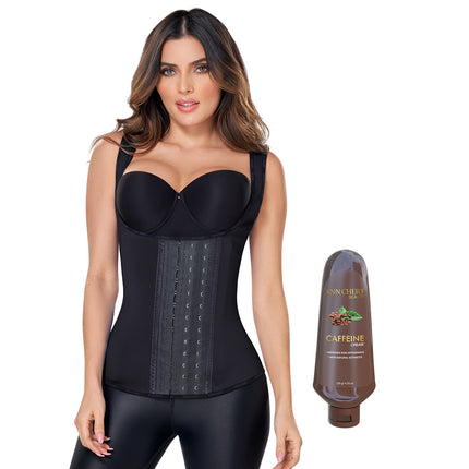 2022 Black Latex Waist Trainer Vest 3Hooks + Caffeine Cream 120 g Combo