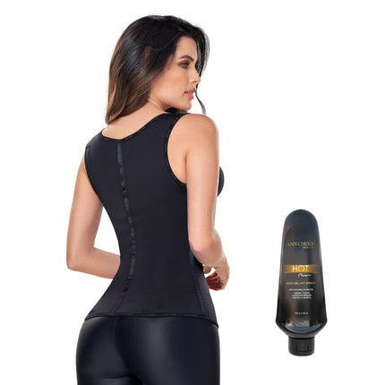 2022 Black Latex Waist Trainer Vest 3Hooks + Hot Cream 120 g Combo