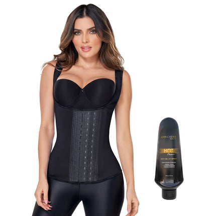 2022 Black Latex Waist Trainer Vest 3Hooks + Hot Cream 120 g Combo
