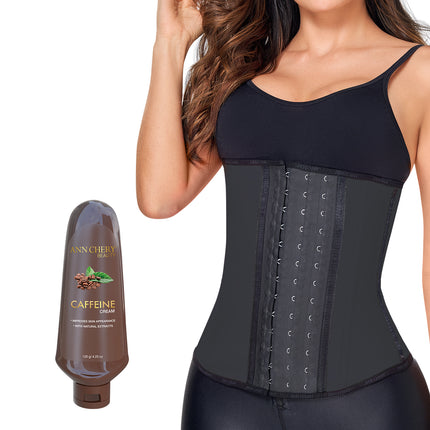 2023 Waist Trainer 3 Hooks Black + Caffeine Cream