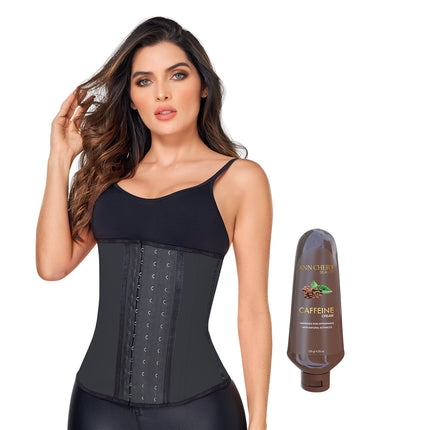 2023 Waist Trainer 3 Hooks Black + Caffeine Cream