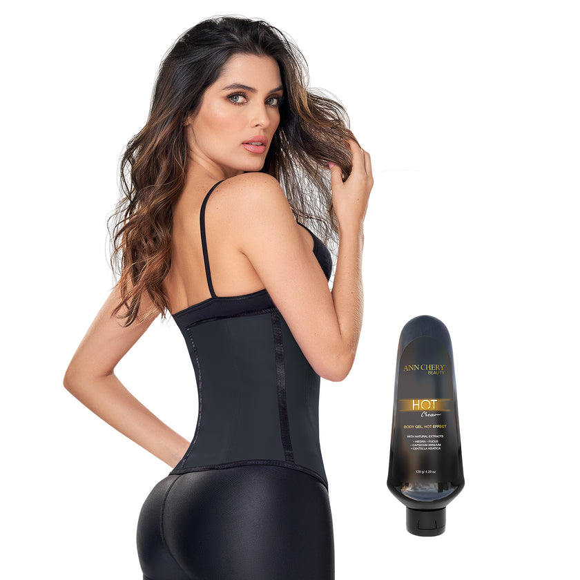 2023 Waist Trainer 3 Hooks Black + Hot Cream
