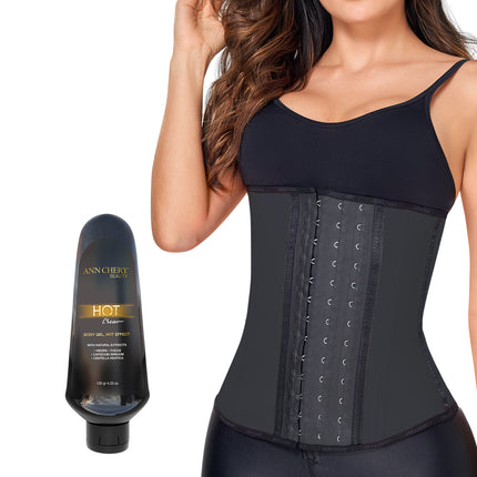 2023 Waist Trainer 3 Hooks Black + Hot Cream