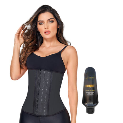 2023 Waist Trainer 3 Hooks Black + Hot Cream