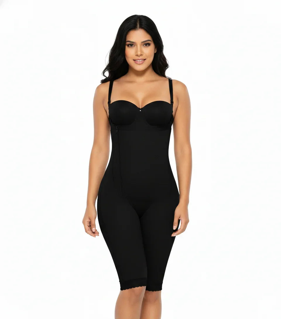 Strapless Faja Shapewear Knee-Length Black Comfort Luna for Women