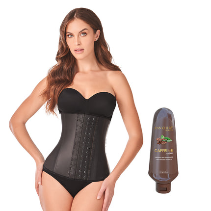 2021 Waist Trainer 3 Hooks Black + Caffeine Cream