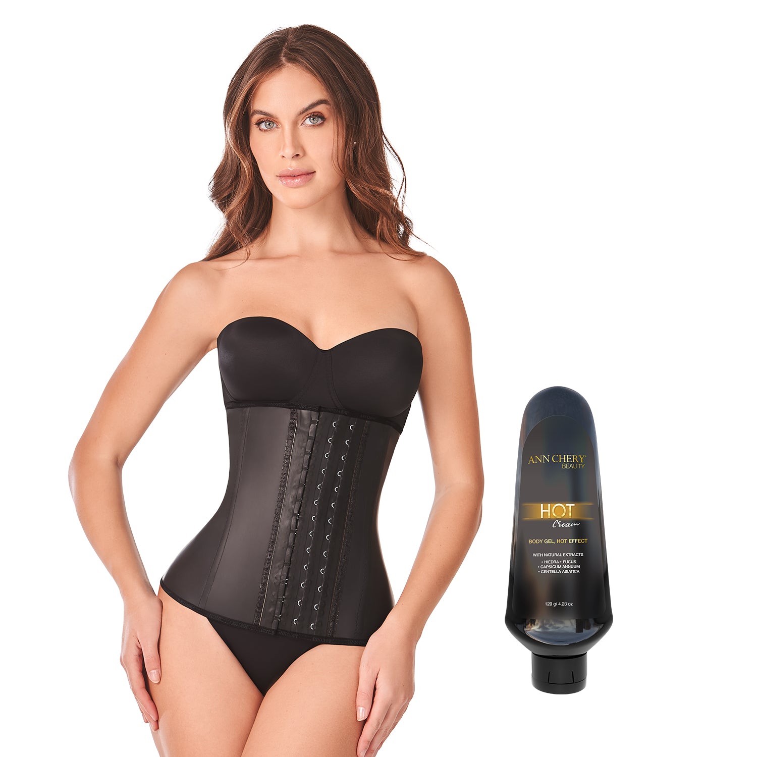2021 Waist Trainer 3 Hooks Black + Hot Cream
