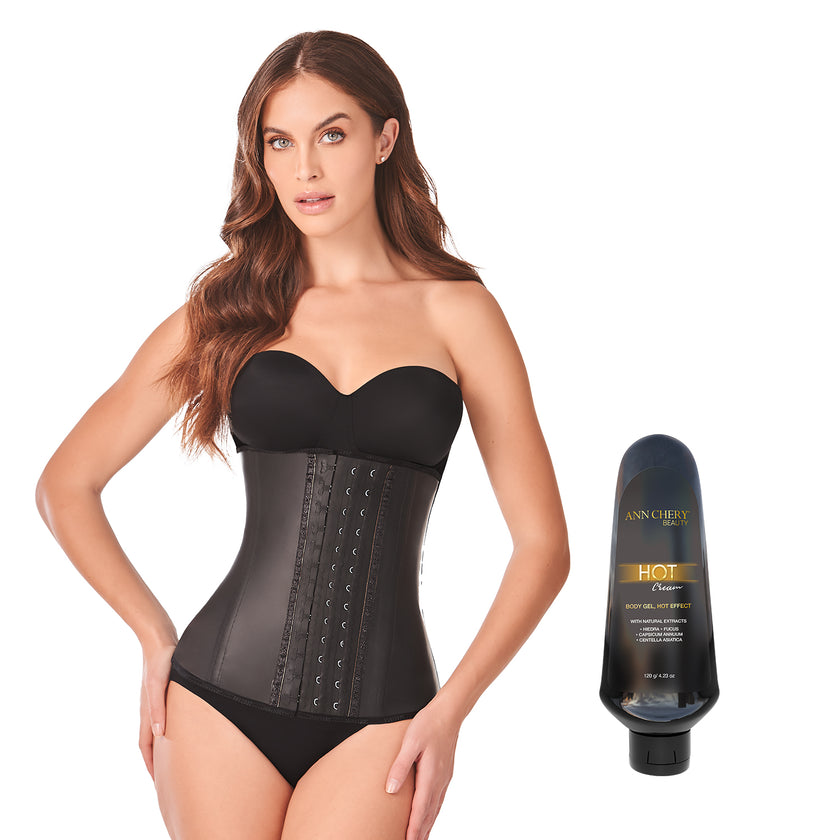 2021 Waist Trainer 3 Hooks Black + Hot Cream
