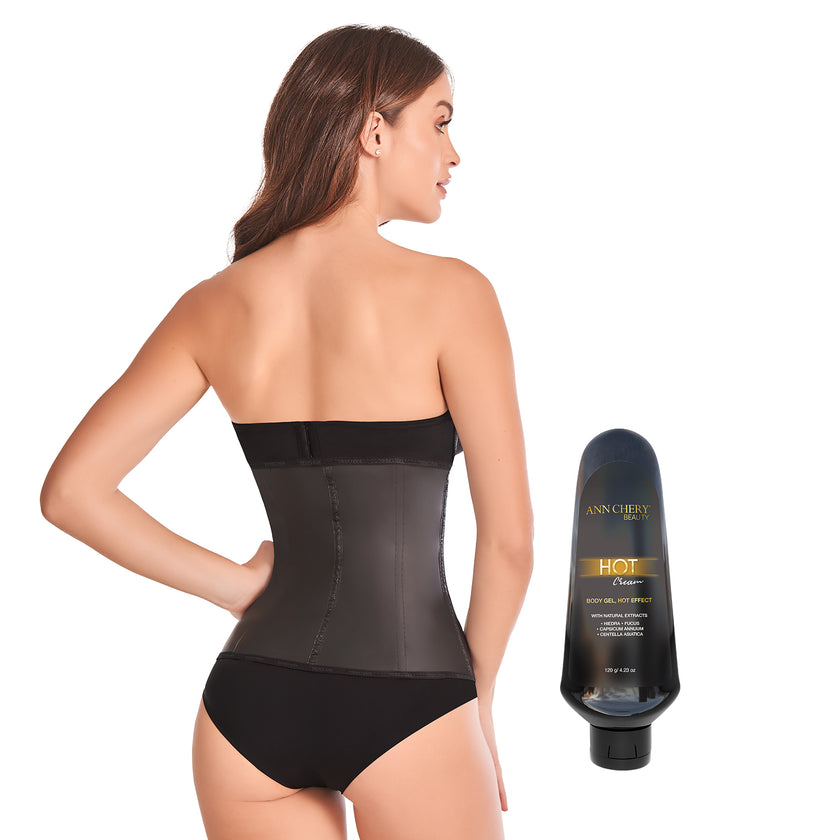 2021 Waist Trainer 3 Hooks Black + Hot Cream